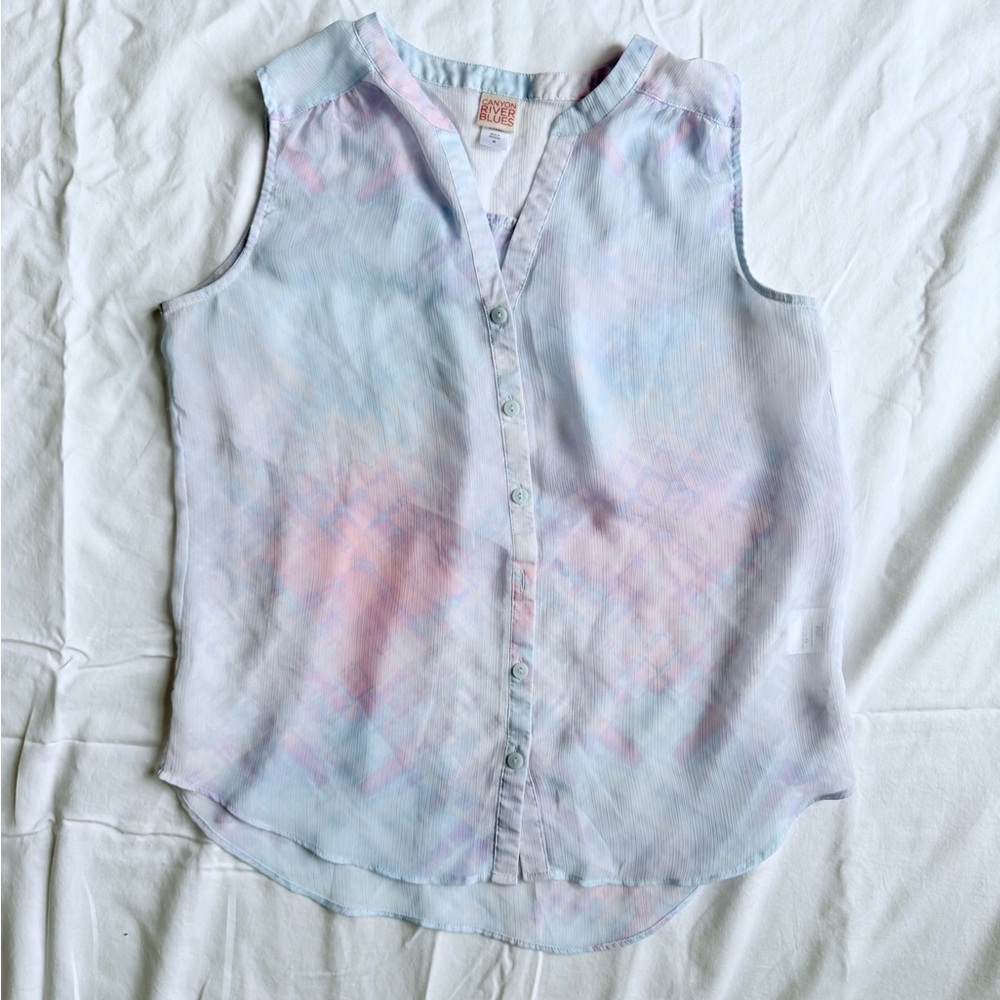 Canyon River Blues Pastel Sleeveless Blouse
